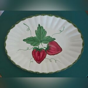 Blue Ridge Pottery Platter Wild Strawberry Pattern Oval 11 1/2 × 8 3/4
